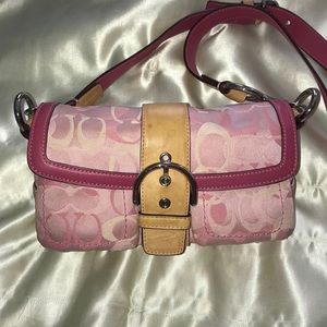 Pink/tan Coach Crossbody bag